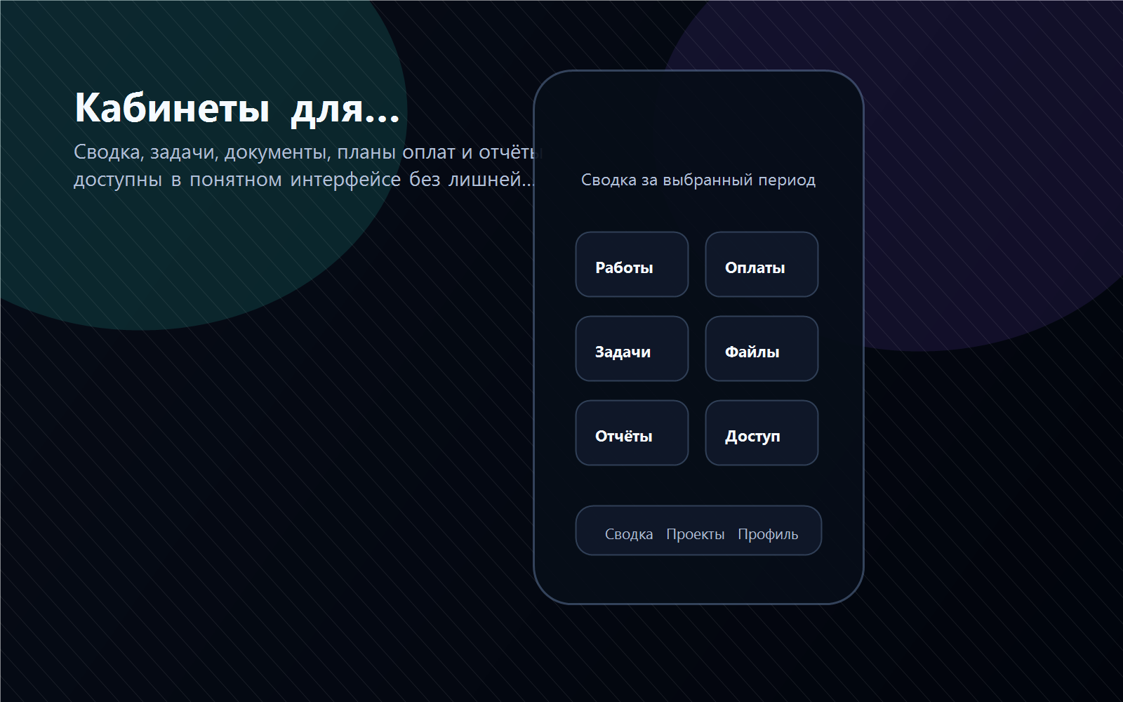 Кабинеты клиента и исполнителя Billing DP-DEV